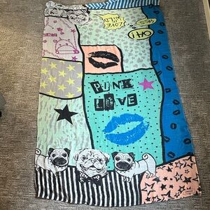 Punk Love Multicolor Graphic Scarf Throw